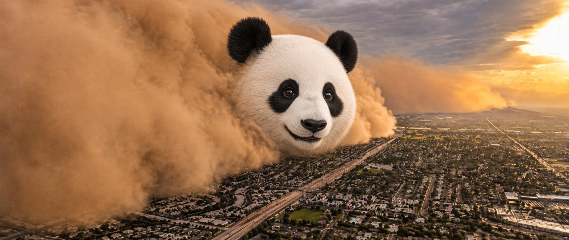 A giant panda leading the community takeover